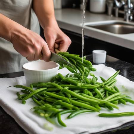 豆角去两头,盐水洗防黑