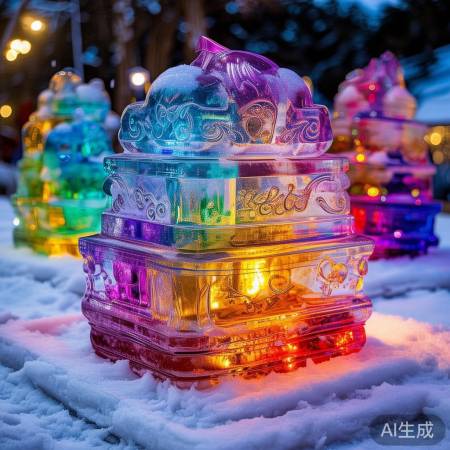 冰雕装饰:彩纸、色素、刻字