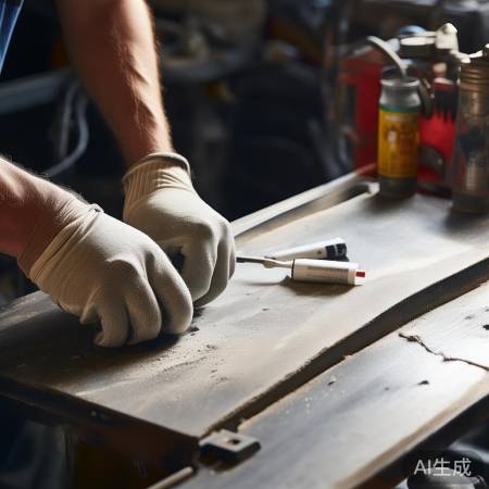 打磨金属,涂胶粘合