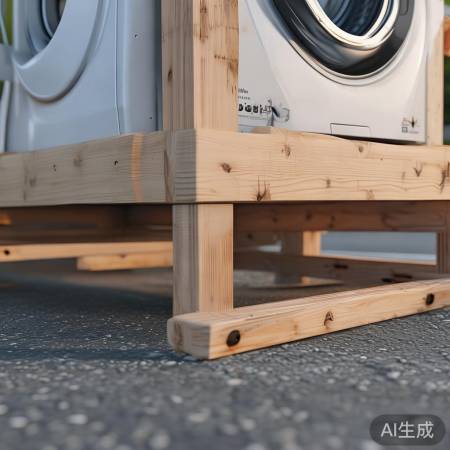 “洗衣机横放，底部垫稳防晃动”