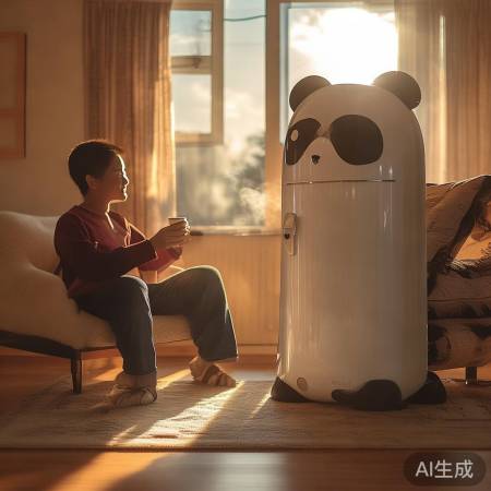 “熊猫热水器，冬日温暖神器”