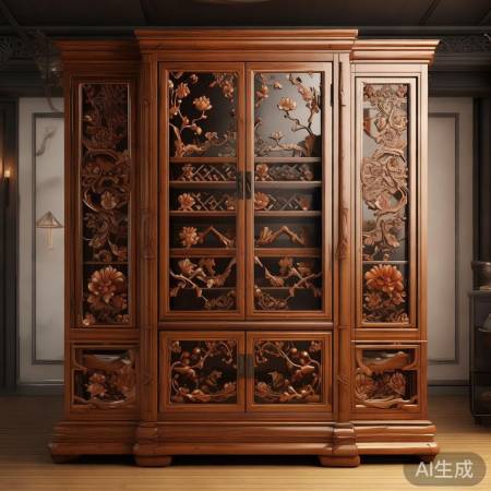 中式红酒柜嵌入式效果图，优雅生活必备良品