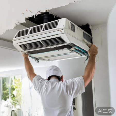 “安装中央空调，部件牢固连接”