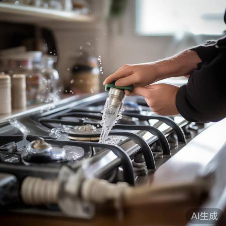 检查燃气灶管线，肥皂水找漏气