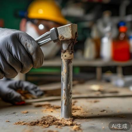 取旧镁棒，小心操作