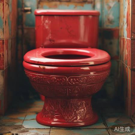 红色复古马桶，热情复古风