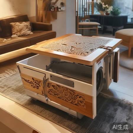 折叠茶桌+洗衣机收纳，家居新创