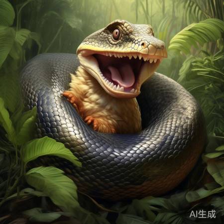 蟒蛇卡壳吃鸡，网友搞笑表情包