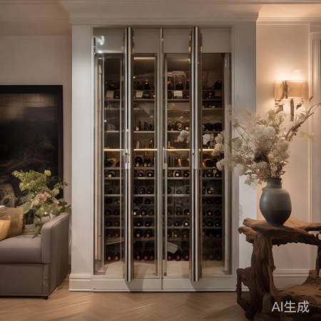 红酒柜旁配燕窝杯饰，和谐空间